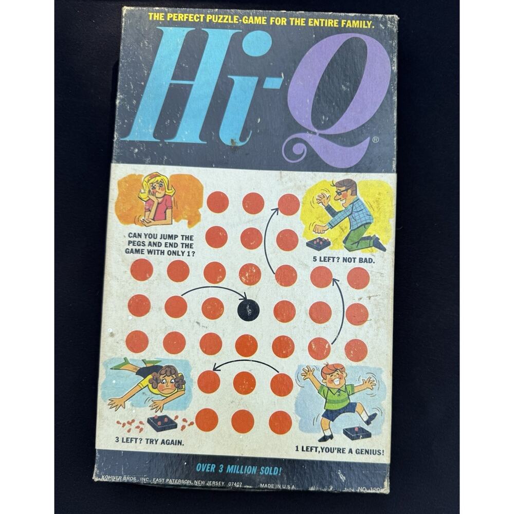 Kohner Hi-Q Vintage Hi-Q Game Peg Solitaire Brain Teaser Puzzle No. 120 -T13